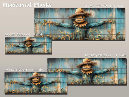 Rustic Scarecrow Art – Farmhouse Wall Decor | Natural Wood Print On Wood