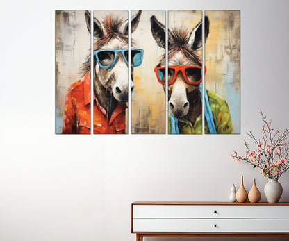 Donkey Canvas Print – Stylish Donkey Painting on Gallery Wrapped Canvas for Kids Room Decor