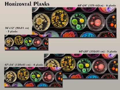 Petri Dish Wall Art – Colorful Abstract Science Print on Natural Wood Decor