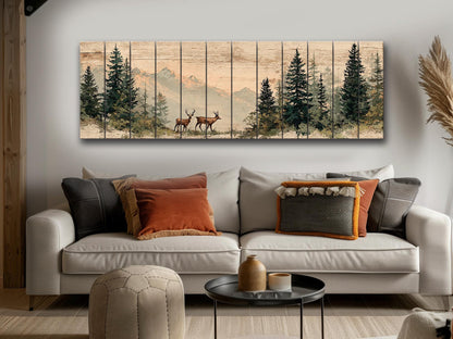 Rustic Hunting Wall Art – Deer Wood Print on Natural Grain Wooden Wall Decor