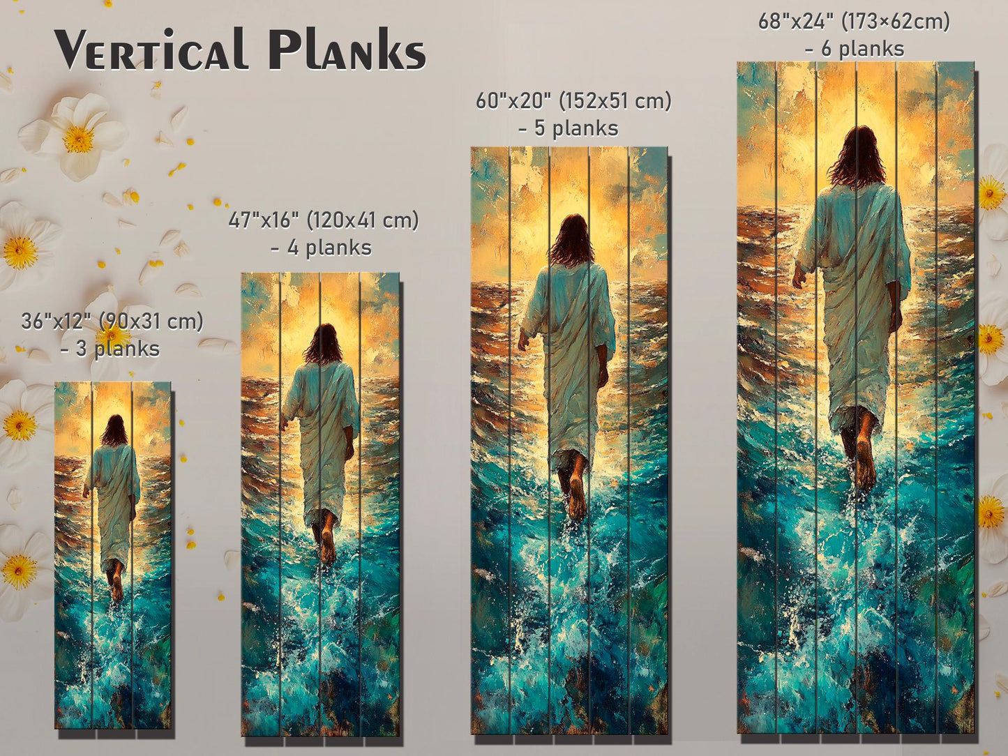 Wood Wall Art – Jesus Walking on Water Print on Natural Wood – Christian Rustic Print – Religious Wall Art, Biblical Wall Decor