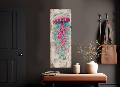 Jellyfish Canvas Print - Rustic Underwater Wall Art | Framed & Ready to Hang