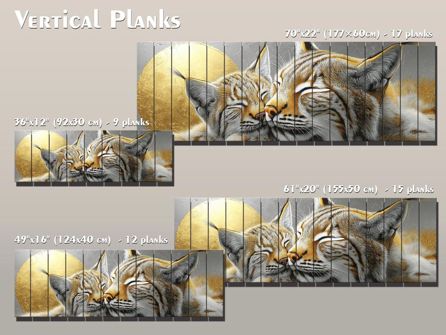 Tender Bobcats Print on Wood, Modern Romantic Wall Art