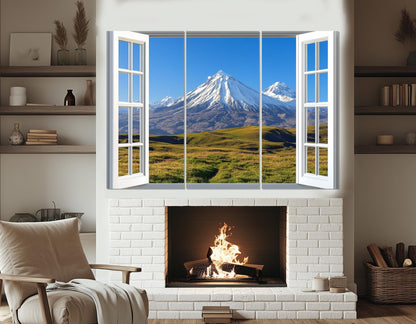 Kamchatka Wall Art – Open Window Volcano Canvas Print | Framed, Ready to Hang