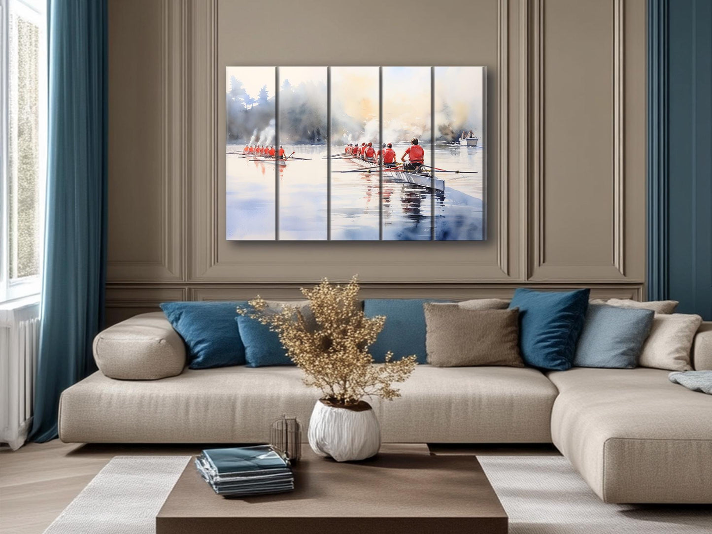 Rowing Wood Wall Art | Natural Wood Art – UV Printed Rustic Wall Decor