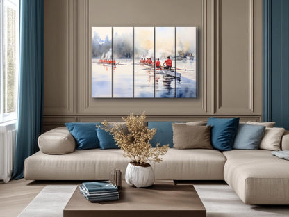 Rowing Wood Wall Art | Natural Wood Art – UV Printed Rustic Wall Decor