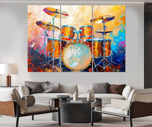 Drums Canvas Art - Watercolor Drum Painting | Framed Drum Canvas Ready to Hang