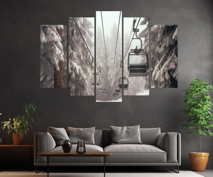 Ski Lift Canvas Print - Scenic Winter Wall Art | Framed Cotton Canvas Ready to Hang