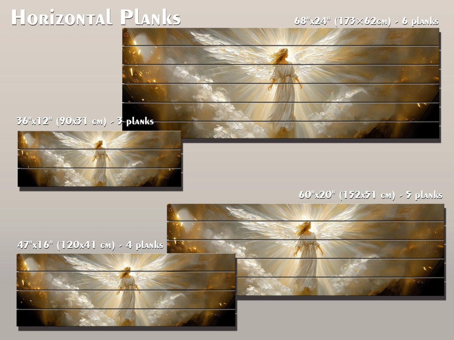 Angel Wood Wall Art - Printed Natural Wood Rustic Farmhouse Religious Decor