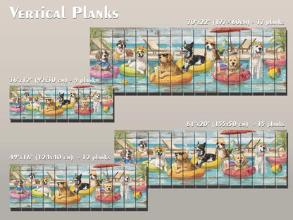 Dog Pool Wall Art – Funny Dog Painting On Rustic Wood For Summer Pool Party