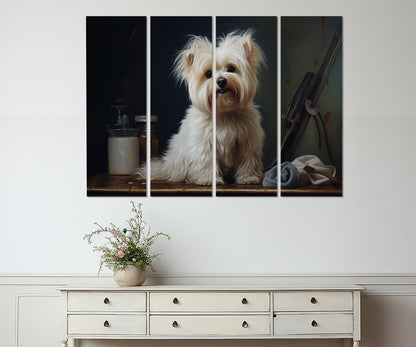 Cute Puppy Canvas Print - Framed Gallery Wrapped Cotton Canvas Art For Groomers Studio