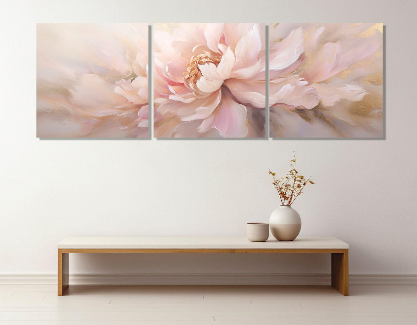 Pink Peony Canvas Art – Large Floral Painting | Gallery Wrapped Framed Canvas