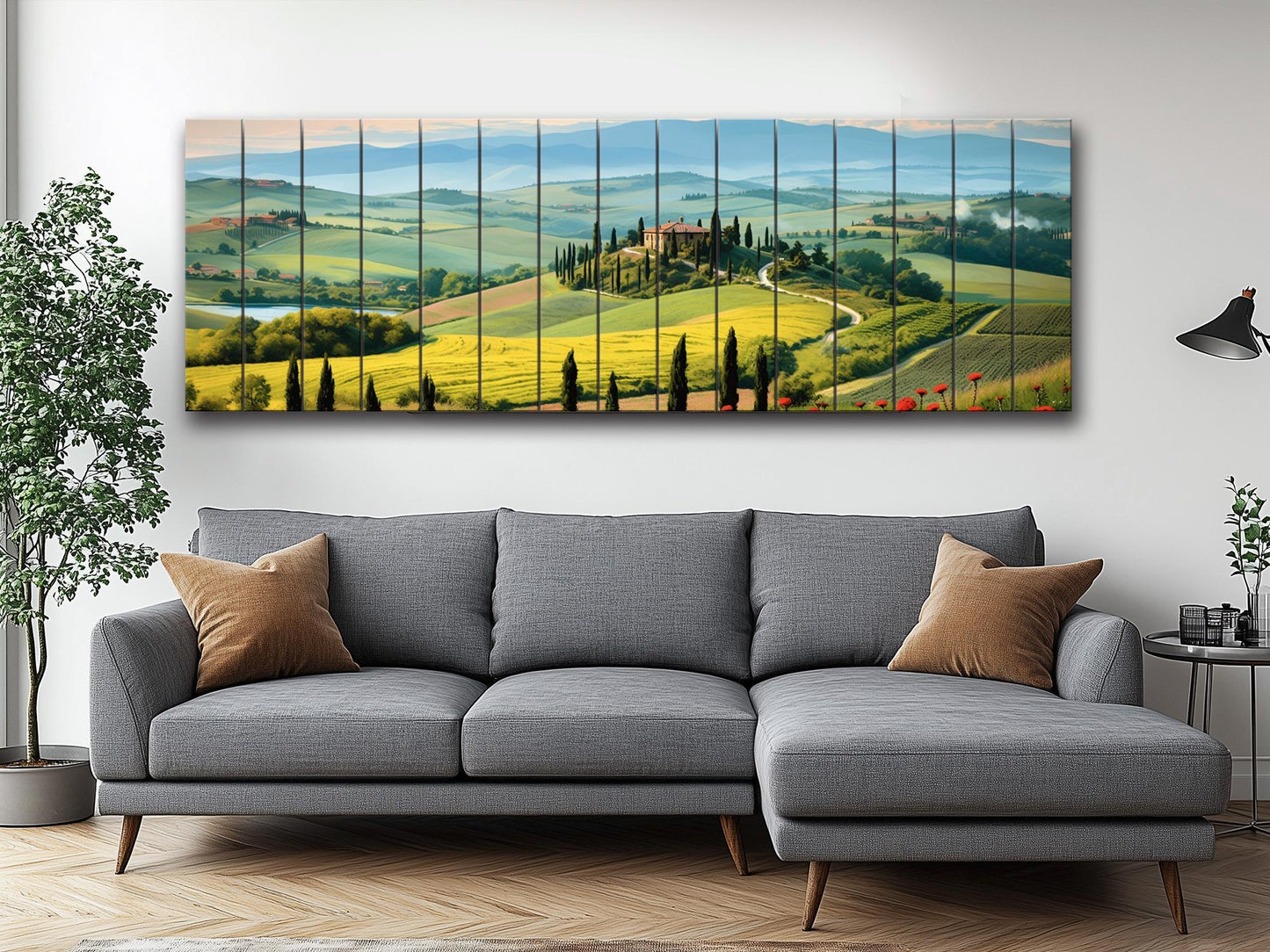 Rustic Wood Wall Art – Scenic Tuscany Landscape Art on UV Printed Wood