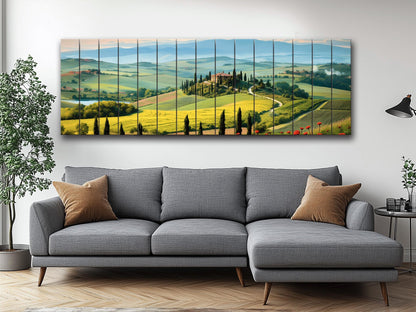 Rustic Wood Wall Art – Scenic Tuscany Landscape Art on UV Printed Wood