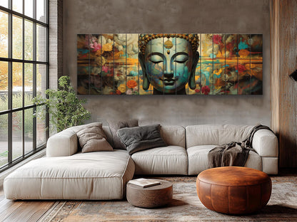 Peaceful Buddha Print On Natural Wood