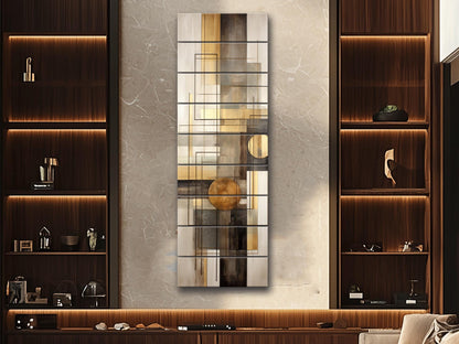 Geometric Abstract Art Print – Modern Wall Art on Natural Wood Decor