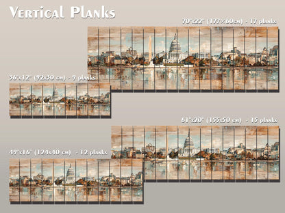 Washington D.C. Wood Print – Rustic Washington Skyline Art on Natural Wood Panels