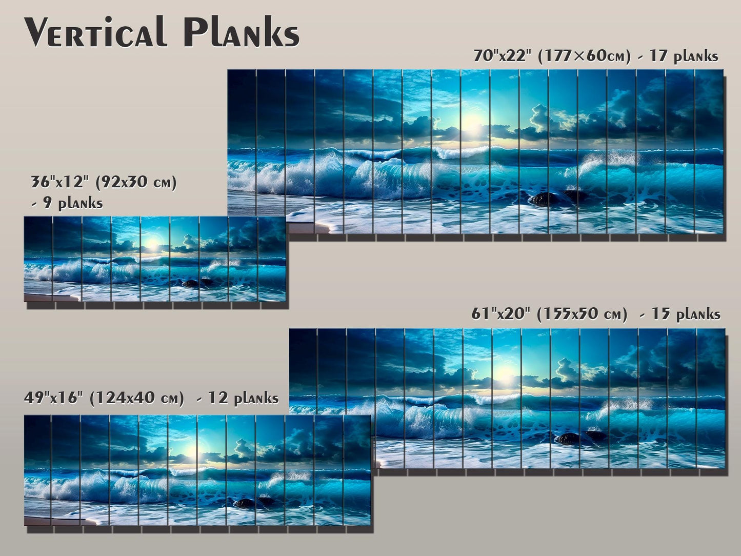 Wood Wall Art – Panoramic Sea Print | Nautical Wooden Wall Decor, Fade Resistant Print