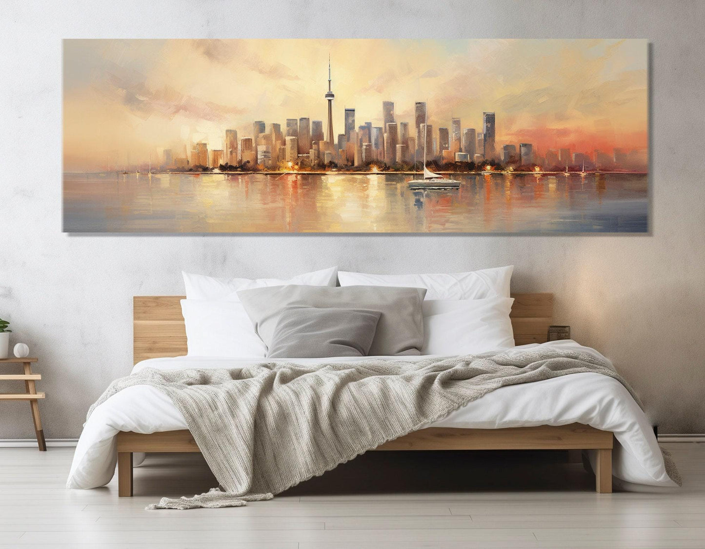 Toronto Wall Art – Abstract City Painting on Gallery Wrapped Canvas, Ready to Hang
