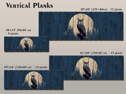 Owl Silhouette in Moonlit Forest Print on Wood, Rustic Woodland Wall Art
