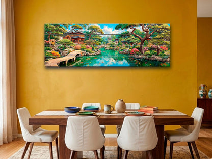 Chinese Garden Wood Wall Art, Yuyuan Pagoda Print on Real Wood
