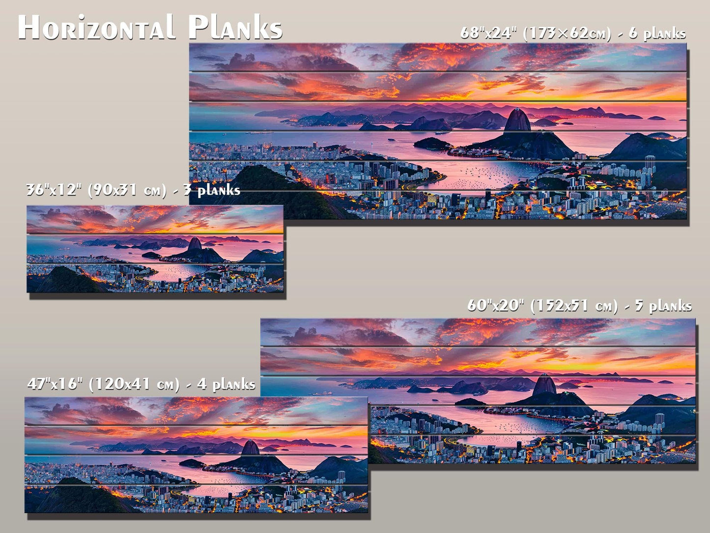 Rio De Janeiro Wall Art – Natural Wood Print, City Skyline Artwork, Ready to Hang