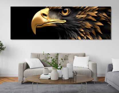 Gold Feather Eagle Canvas | Framed Canvas Art - Ready to Hang, Large Eagle Wall Art