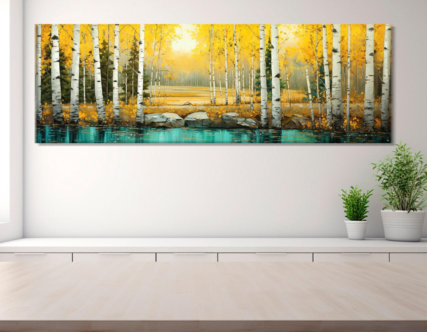 Birch Grove Canvas Print – Scenic Forest Painting | Framed Birch Canvas Wall Art