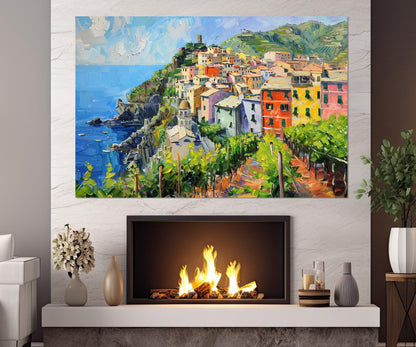 Cinque Terre Canvas Print - Framed Cotton Art | Corniglia Poster, Gallery Wrapped