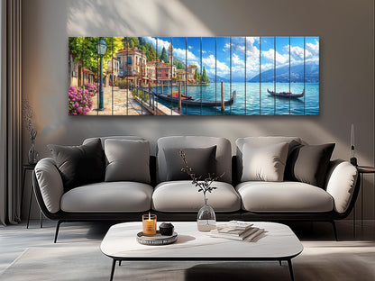 Lake Como In Italy Print On Natural Wood- Landscape Wall Art