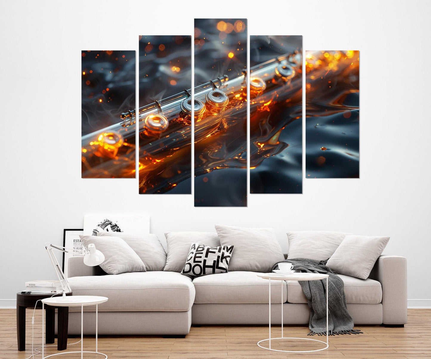 Abstract Flute Painting Canvas Print, Flute Wall Art, Flute Player Gift, Music Class Decor, Flutist Gift, Framed and Ready to Hang