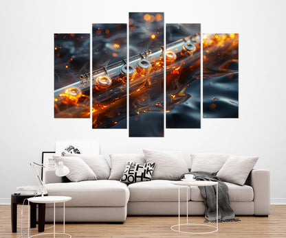 Abstract Flute Painting Canvas Print, Flute Wall Art, Flute Player Gift, Music Class Decor, Flutist Gift, Framed and Ready to Hang