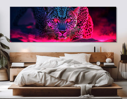 Leopard Canvas Print – Large Animal Wall Art | Abstract Hunting Leopard Poster