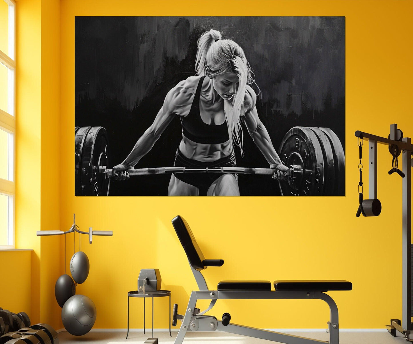 Fitness Wall Art – Black White Fitness Print | Women Workout Motivation Canvas