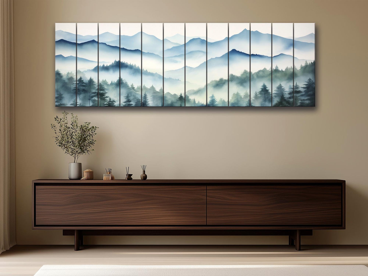 Misty Forest  Print On Natural Wood - Nature Wall Art