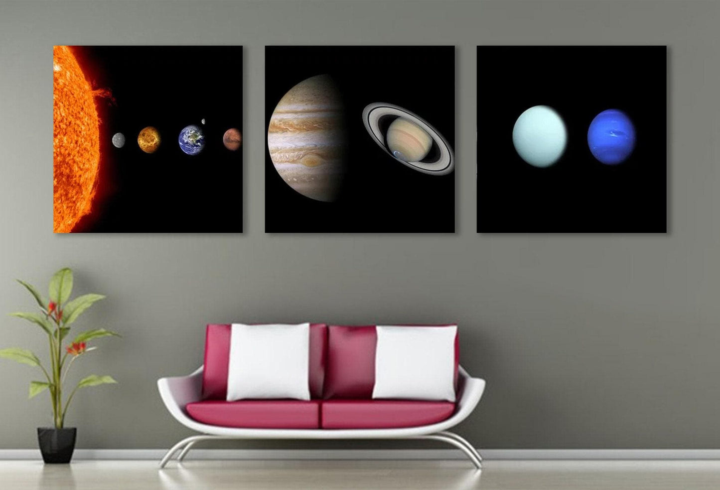 Solar System Wall Art – Large Planets Canvas Print | 3 Panel Space Decor