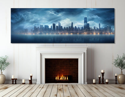 Chicago Skyline Canvas Print - Large Framed Ready to Hang Urban Wall Art