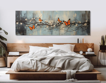 Butterflies Canvas Print – White Blossom Art On Gallery Wrapped Canvas | Ready to Hang