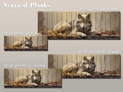 Wolf Wood Wall Art – Rustic Wildlife Decor | Autumn Forest Print on Natural Wood