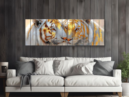 Tiger Couple Print on Wood, Majestic Wildlife Painting, Romantic Animal Wall Decor