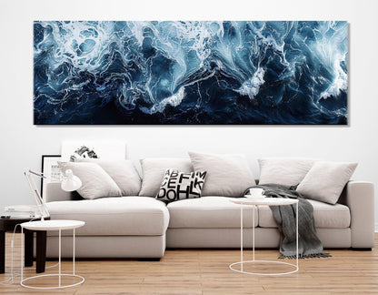 Deep Blue Ocean Canvas – Large Sea Painting | Framed Canvas Print, Ready to Hang