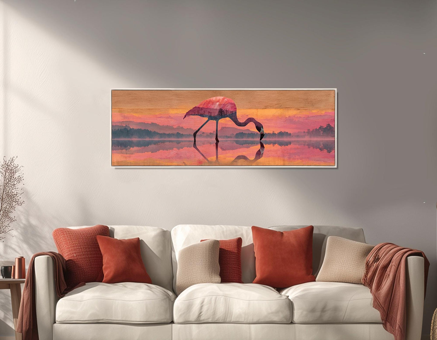 Flamingo Canvas Wall Art, Romantic Wall Decor, Framed and Ready to Hang