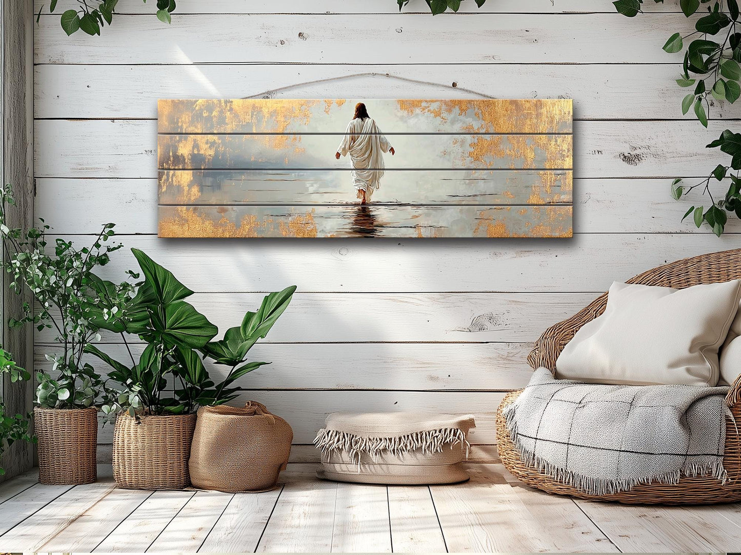 Jesus Walking on Water | Biblical Wall Art - Christian Wood Print Decor