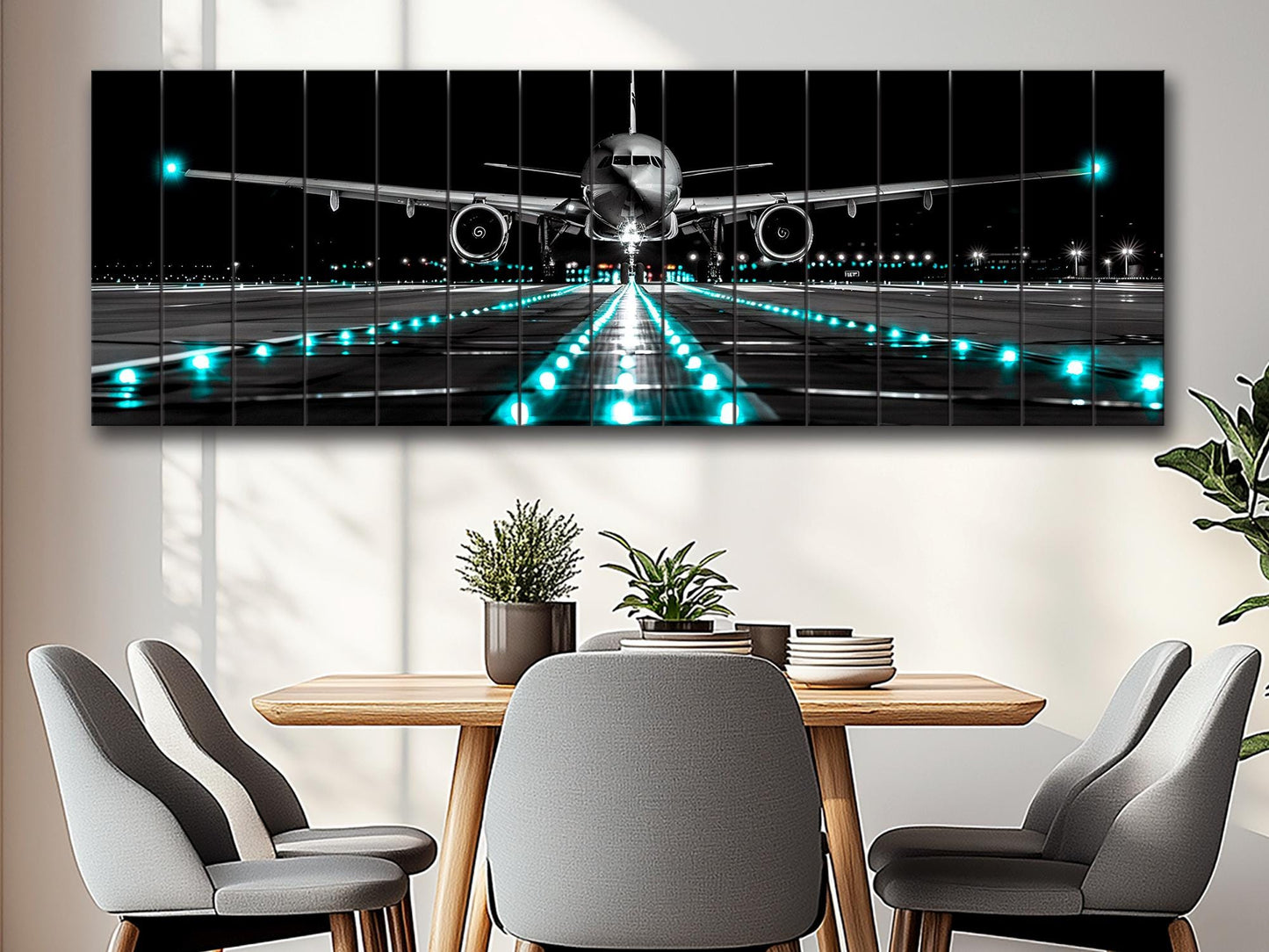 Wooden Wall Art – Scenic Airplane Wall Decor | Plane Panoramic Print on Wood
