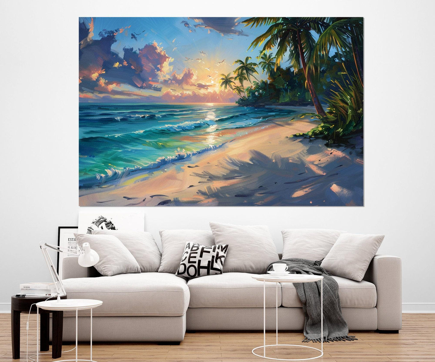 Ocean Beach Wall Art – Scenic Beach Canvas Print | Tropical Painting, Ready to Hang