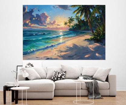 Ocean Beach Wall Art – Scenic Beach Canvas Print | Tropical Painting, Ready to Hang