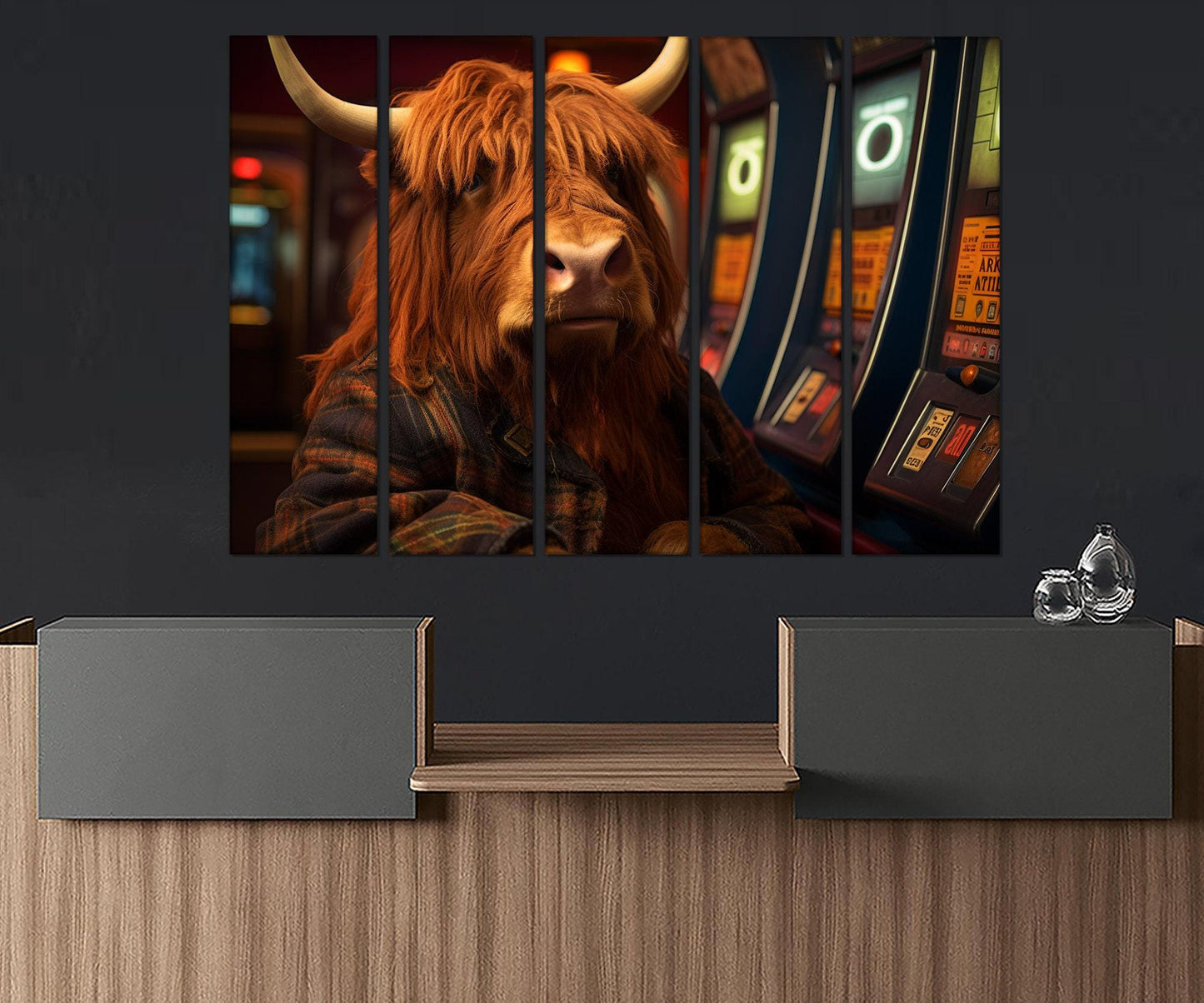Buffalo Canvas Print – Casino Wall Art With Framed Cotton Canvas, Rustic Decor