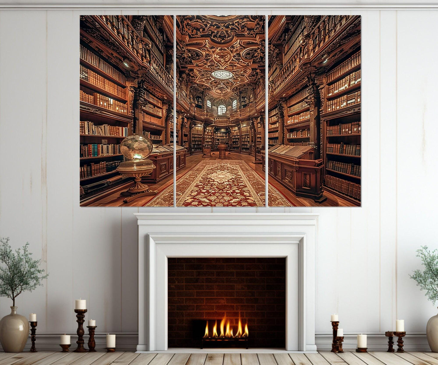 Library Canvas Print – Abstract Canvas Art | Framed Library Painting Ready to Hang