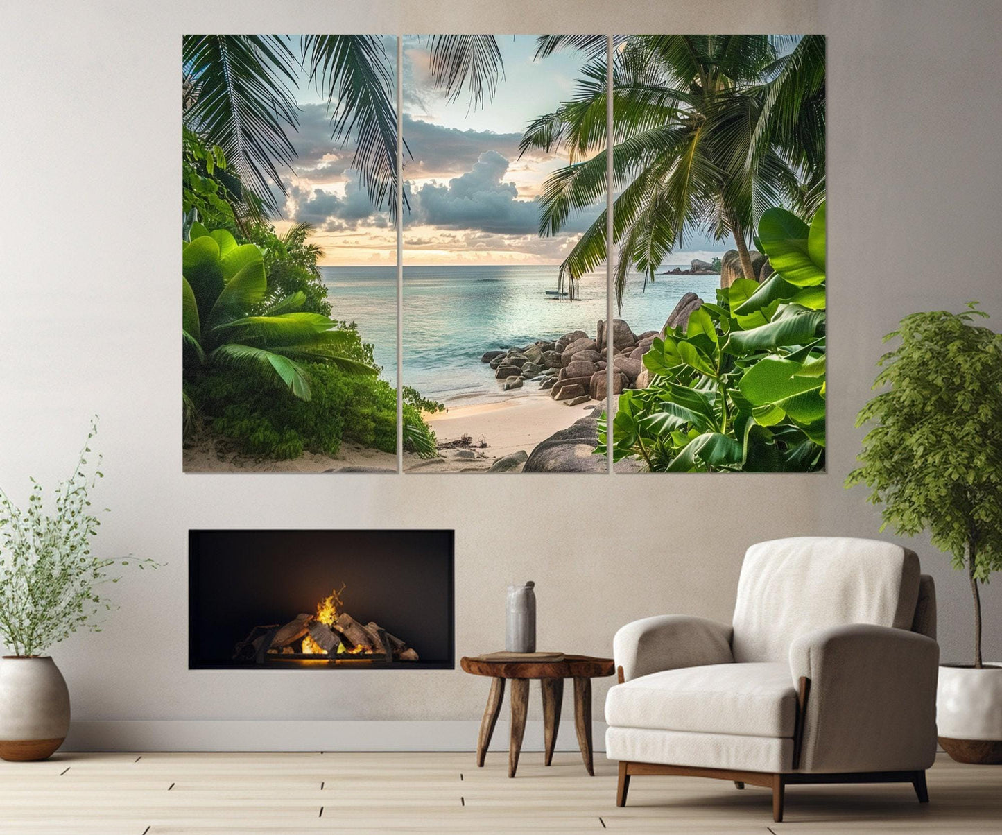 Tropical Canvas Print, Palm Trees Print, Tropical Wall Decor, Palms Painting, Tropical Wall Art, Green Wall Decor, Framed and Ready to Hang