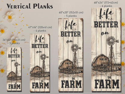 Rustic Wood Wall Art – Life On The Farm Sign | Cozy Country Wall Decor